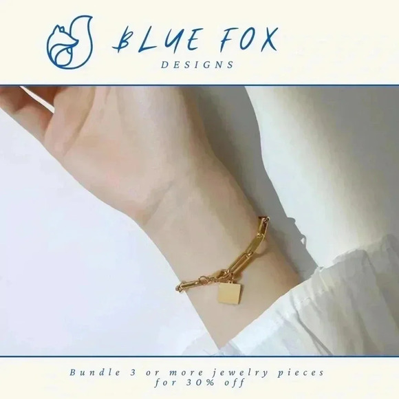 *NEW* 18K Gold Plated Stainless Steel Bracelet -  Paperclip Style Links - Picture 1 of 7